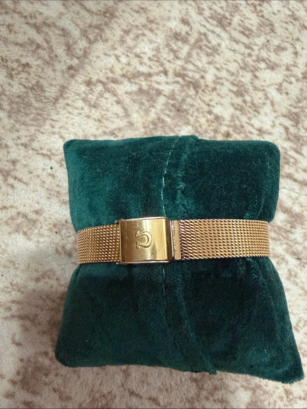 Omega Gold-Tone Mesh Bracelet Women's Watch with Cream Dial